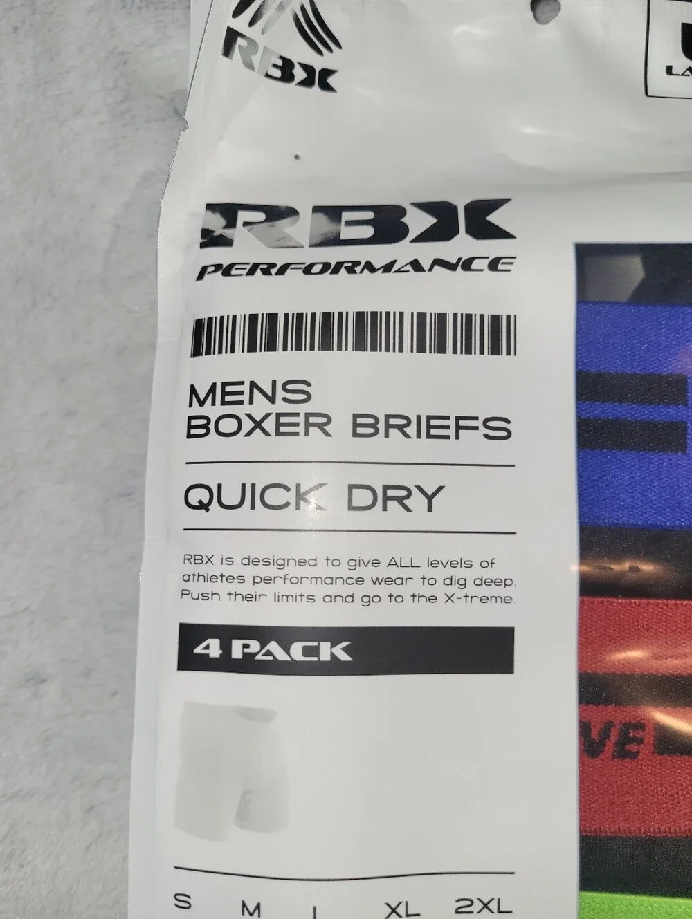 4-Pack RBX Mens Large 36-38 Performance Boxer Briefs Black Microfiber Quick Dry
